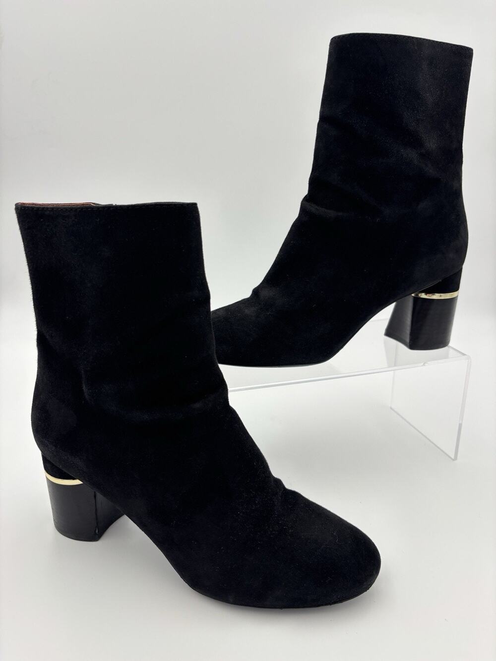 Authentic 3.1 Phillip Lim Ankle Boots Black Suede Size 37.5 / 7.5 Block Heel